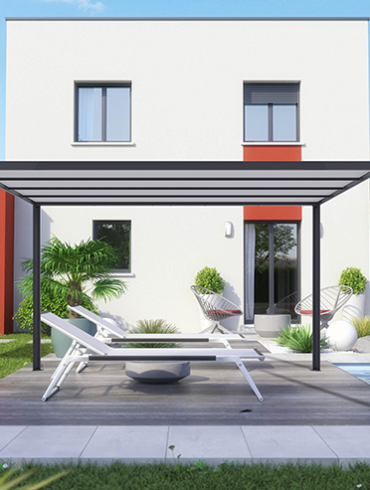 Flat Free-Standing Canopy With Motorised Retractable Cover